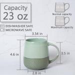Bosmarlin Extra Large Ceramic Coffee Mug, 23 Oz, Dishwasher and Microwave Safe, Oversized Big Tea Cup for Office and Home, Reactive Glaze (Green)