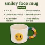 ban.do Novelty Ceramic Mug, 12 Ounce Coffee and Tea Cup with Handle, Vintage Inspired Mug (Smiley Face)