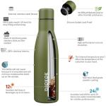 BJPKPK 17oz Insulated Water Bottles Stainless Steel Sports Water Bottles Keep Cold and Hot for Travel Dishwasher Safe,Olive Green