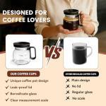 KeenCJCVor 16 Oz Glass Mini Coffee Pot Mug with Spill Proof Lid, Heatproof Clear Coffee Pot Cup, Novelty Coffee Mug for Travel & Office, Ideal for Coffee Lovers (1 Pack)