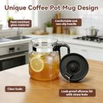 KeenCJCVor 16 Oz Glass Mini Coffee Pot Mug with Spill Proof Lid, Heatproof Clear Coffee Pot Cup, Novelty Coffee Mug for Travel & Office, Ideal for Coffee Lovers (1 Pack)