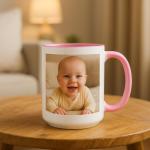 Personalized Coffee Mug 15oz Ceramic – Custom Photo, Text or Logo Cup | Double-Sided Print, Dishwasher & Microwave Safe | Gift for Thanksgiving, Mom Dad Teacher Friend Birthday Christmas (Black)