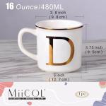 Miicol Ceramic Coffee Mug 16 oz, Monogram Coffee Cup, Golden Initial Tea Mug, Personalized Tea Cup, Unique Gift, Large Mug for Home, Office, Letter D