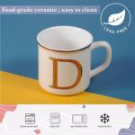 Miicol Ceramic Coffee Mug 16 oz, Monogram Coffee Cup, Golden Initial Tea Mug, Personalized Tea Cup, Unique Gift, Large Mug for Home, Office, Letter D