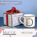 Miicol Ceramic Coffee Mug 16 oz, Monogram Coffee Cup, Golden Initial Tea Mug, Personalized Tea Cup, Unique Gift, Large Mug for Home, Office, Letter D