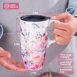 Ceramic Travel Mug with Flower Design 17oz