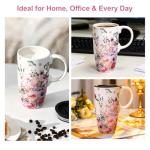 Ceramic Travel Mug with Flower Design 17oz