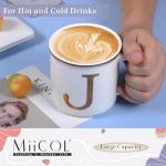 Miicol Ceramic Coffee Mug 16 oz, Monogram Coffee Cup, Golden Initial Tea Mug, Personalized Tea Cup, Unique Gift, Large Mug for Home, Office, Letter J