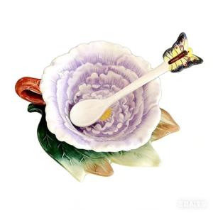 Hand-Painted Peony Tea Cup and Saucer Set