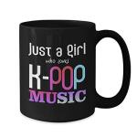 BeeTeeStore K-Pop Fangirl Coffee Mug - 15oz Black Ceramic Tea Cup for Korean Culture Lovers & Music Addicts