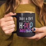 BeeTeeStore K-Pop Fangirl Coffee Mug - 15oz Black Ceramic Tea Cup for Korean Culture Lovers & Music Addicts