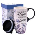 Topadorn 17 oz Ceramic Travel Mug with Spill Proof Lid & Handle, Microwave Dishwasher Safe Coffee Cup, Gift for Men and Women, Lavender