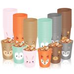 FYSUIMU 36Pcs Woodland Animal Party Decoration Cups 16oz Forest Animal Plastic Cups Cartoon Style Reusable Drinking Cup Drinkware for Birthday Baby Shower Party Supplies