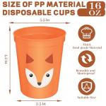 FYSUIMU 36Pcs Woodland Animal Party Decoration Cups 16oz Forest Animal Plastic Cups Cartoon Style Reusable Drinking Cup Drinkware for Birthday Baby Shower Party Supplies
