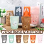 FYSUIMU 36Pcs Woodland Animal Party Decoration Cups 16oz Forest Animal Plastic Cups Cartoon Style Reusable Drinking Cup Drinkware for Birthday Baby Shower Party Supplies