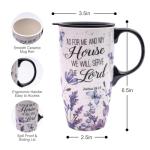 Topadorn 17 oz Ceramic Travel Mug with Spill Proof Lid & Handle, Microwave Dishwasher Safe Coffee Cup, Gift for Men and Women, Lavender