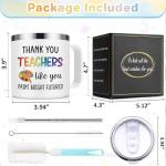 Lifecapido Art Teacher Gifts, Thank You Teachers Like You Paint Bright Futures 14oz Insulated Coffee Mug with Keychain, Art Teacher Appreciation Gifts, White