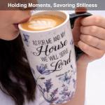 Topadorn 17 oz Ceramic Travel Mug with Spill Proof Lid & Handle, Microwave Dishwasher Safe Coffee Cup, Gift for Men and Women, Lavender