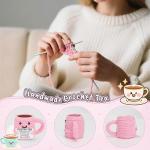 Cute Birthday Gifts for Women, Positive Handmade Crochet Pink Tea Cup Desk Decor–Tea Lovers Funny Unique Emotional Small Gift for Best Friends Girlfriend Wife Mom Coworkers Thank You Valentines Day