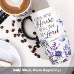 Topadorn 17 oz Ceramic Travel Mug with Spill Proof Lid & Handle, Microwave Dishwasher Safe Coffee Cup, Gift for Men and Women, Lavender