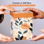 Topadorn Coffee Ceramic Mug Porcelain Latte Tea Cup With Lid in Gift Box 17oz., Leaves & Flowers.