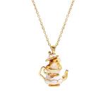 CEAeis Mouse In Teapot Necklace And Earrings Set, Handmade Enameled Chipmunk Earrings, Cartoon Teacup Earrings for Women (Necklace)