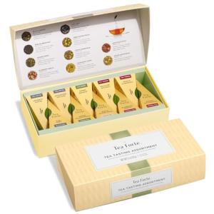 Tea Forte Premium Petite Presentation Box Gift Set Sampler, 10 Count, 2 of Each Blend Individually Wrapped Handcrafted Pyramid Infuser Bags, Assorted Classic