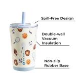 HydroJug Everyday Tumbler 14 oz – Ceramic-Lined Insulated Tumbler with Straw and Soft-Touch Lid, Cup Holder Friendly, Double-Wall Vacuum Insulation, Reusable Travel Cup – Sports