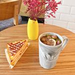 Smarlin Marbling Ceramic Coffee Tall Mug, Tea Cup for Office and Home, 13 Oz, Dishwasher and Microwave Safe, 1 PCS (Grey-high, 1)