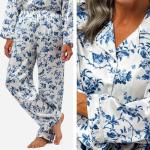 Fishers Finery Women's 100% Mulberry Silk Long Pajama Set with Gift Box (Tea Cup, M)
