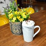 Smarlin Marbling Ceramic Coffee Tall Mug, Tea Cup for Office and Home, 13 Oz, Dishwasher and Microwave Safe, 1 PCS (Grey-high, 1)