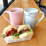 Smarlin Marbling Ceramic Coffee Tall Mug, Tea Cup for Office and Home, 13 Oz, Dishwasher and Microwave Safe, 1 PCS (Grey-high, 1)