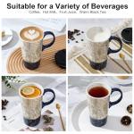 Topadorn Ceramic Travel Mug and Coffee Cup 17 oz. with Handle and Color Box,Starstruck