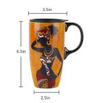 Topadorn Coffee Ceramic Mug Porcelain Latte Tea Cup With Lid in Gift Box 17oz.Young Lady