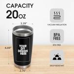 Personalized Custom Tumbler 20oz Stainless Steel Coffee Cup with Lid & Straw Double Wall Insulated Tumbler with Colorful Text Logo Photo