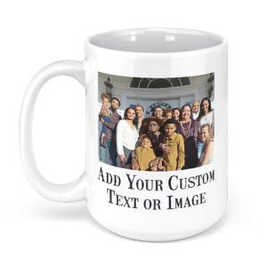 Personalized 15oz Ceramic Coffee Mug – (10 Colors) Photo Your Text Here, Customized Picture Name Words Cup, DYE Taza Cafe Personalizadas Fotos, Cute Custom Gifts Mom Women Men, Mother's Day (White)