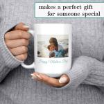 Personalized 15oz Ceramic Coffee Mug – (10 Colors) Photo Your Text Here, Customized Picture Name Words Cup, DYE Taza Cafe Personalizadas Fotos, Cute Custom Gifts Mom Women Men, Mother's Day (White)