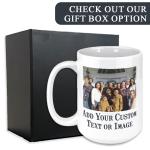 Personalized 15oz Ceramic Coffee Mug – (10 Colors) Photo Your Text Here, Customized Picture Name Words Cup, DYE Taza Cafe Personalizadas Fotos, Cute Custom Gifts Mom Women Men, Mother's Day (White)