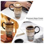 Topadorn 17 oz Ceramic Travel Mug with Handle