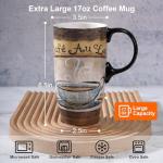 Topadorn 17 oz Ceramic Travel Mug with Handle