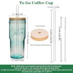 ANOTION Colored Glass Cups with Lids and Straws - 24oz Travel Coffee Mug Wide Mouth Mason Jar Iced Coffee Cup Smoothie Cup Glass Tumbler Tea Cup Clear Cute Water Cups Colorful Drinking Glasses