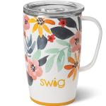 Swig Life 18oz Travel Mug, Insulated Tumbler with Handle and Lid, Cup Holder Friendly, Dishwasher Safe, Stainless Steel, Travel Coffee Cup (Honey Meadow)