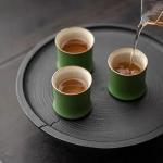 Espresso Cup and Tea Cup Set Bamboo Joint Style 60ml Ceramic 3 Piece Set Unique Stackable Design Suitable for Espresso and Tea Ideal Home Decor and Gift
