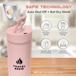 TRAVEL BREW Portable Travel Kettle with Tea Infuser- Mini Electric Kettle with 4 Temperature Settings, with Auto Shut-Off & Boil Dry Protection (Pink)