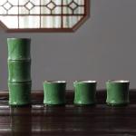 Espresso Cup and Tea Cup Set Bamboo Joint Style 60ml Ceramic 3 Piece Set Unique Stackable Design Suitable for Espresso and Tea Ideal Home Decor and Gift