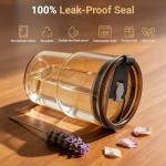 Luxfuel 16 oz Glass Tumbler with Lid & Straw, Reusable Iced Coffee Cup & Smoothie Cup, Leak-Proof Borosilicate Glass for Coffee, Iced Tea, Water – 1 Pack, Ideal for Office, Home & Travel, Amber