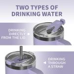 30 oz Tumbler with Handle,Tumbler with Lid and Straw,Double Wall Insulated Cup Stainless Steel Travel Mug(Cold for 34 Hours),Water Bottle for Iced Tea,Coffee,Cold Beverages(Purple)