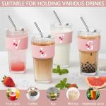 AiHeart Initial Glass Cup with Straw and Lid,20oz Ribbed Glass Tumbler,Ice Tea Coffee Matcha Tumbler, Monogrammed Gifts for Sister Girlfriend Aunt,Unique Birthday Gifts,Personalized Mother Day Gift-L