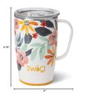 Swig Life 18oz Travel Mug, Insulated Tumbler with Handle and Lid, Cup Holder Friendly, Dishwasher Safe, Stainless Steel, Travel Coffee Cup (Honey Meadow)