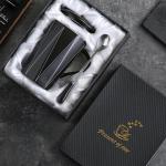 VALORIZE Ceramic Coffee Mug with Lid and Spoon, 13 oz Thick Heavy Coffee Cup for Office Desk, Modern Minimalist Geometric Zigzag Pattern Mug, Coffee Tea Mug with Gift Box for Work, Home & WFH (Black)